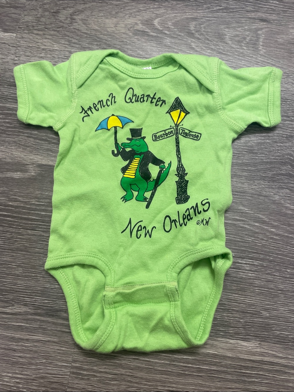 Rabbit Skins Lime Green New Orleans French Quarter Alligator Bodysuit